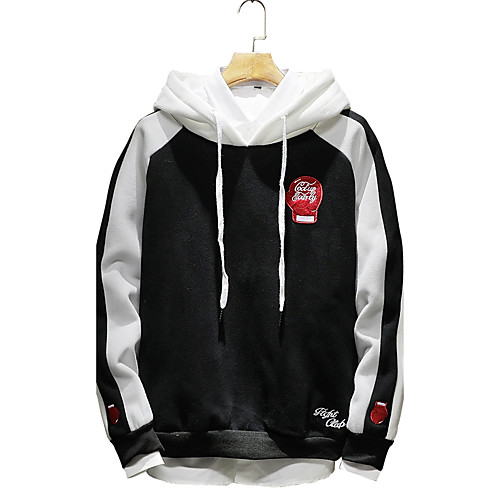 

Men's Plus Size Hoodie Print Hooded Sports Hoodies Sweatshirts Long Sleeve Black Blue / Fall / Winter