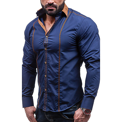 

Men's Shirt Solid Colored Plus Size Basic Long Sleeve Party Tops Streetwear White Black Navy Blue