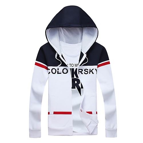 

Men's Plus Size Hoodie Graphic Text Letter Print Hooded Daily Weekend Active Hoodies Sweatshirts Long Sleeve White Navy Blue / Fall / Winter