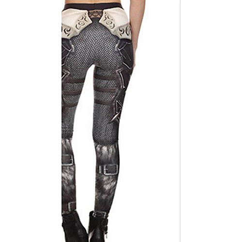 

Women's Sexy Sporty Legging Geometric Print Mid Waist Brown S M L / Skinny