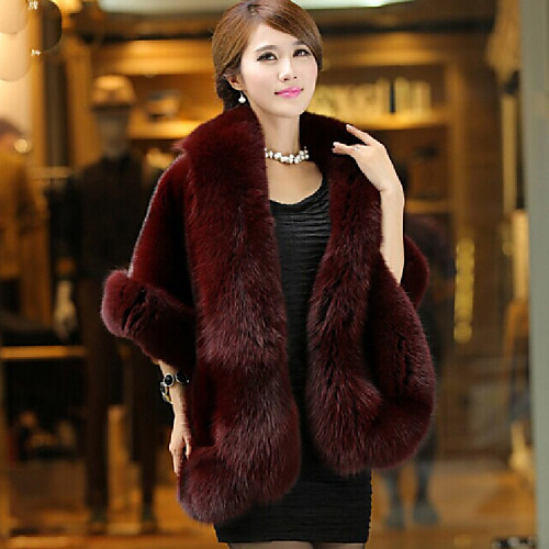 

Women's Solid Colored Fur Trim Simple Winter Fur Coat Regular Party Sleeveless Faux Fur Coat Tops Black