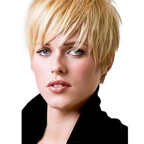 

Human Hair Blend Wig Straight Short Hairstyles 2020 Berry Straight Machine Made Strawberry Blonde / Light Blonde