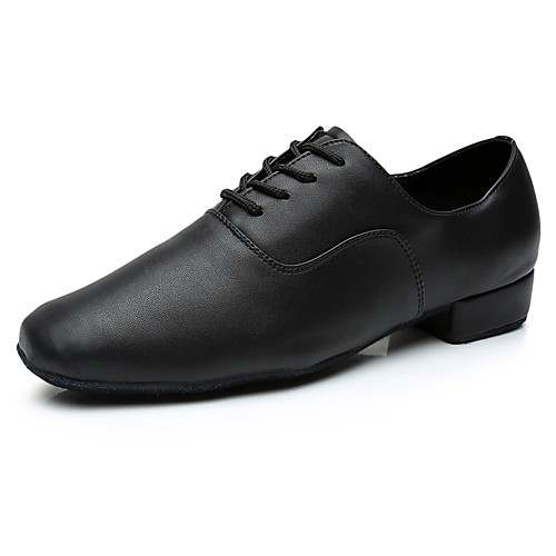 

Men's Latin Shoes / Ballroom Shoes Pigskin Lace-up Sneaker Customized Heel Customizable Dance Shoes Black / Indoor / EU43