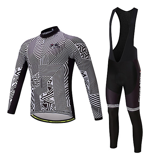 

Men's Long Sleeve Cycling Jersey with Bib Tights - Black Bike Clothing Suit 3D Pad Quick Dry Sweat-wicking Sports Polyester Lycra Stripe Mountain Bike MTB Road Bike Cycling Clothing Apparel