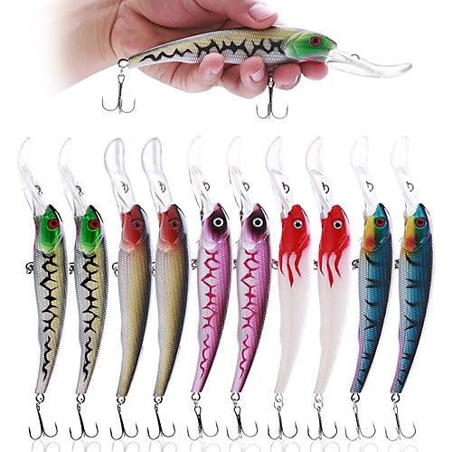 

10 pcs Fishing Lures Minnow lifelike 3D Eyes Sinking Bass Trout Pike Sea Fishing Bait Casting Spinning