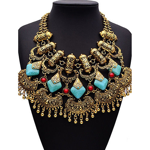 

Women's Synthetic Diamond Statement Necklace Statement Personalized Bohemian Fashion Alloy Gold Silver Necklace Jewelry For Party Birthday Engagement Gift Daily Ceremony