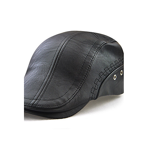 

Men's Beret Hat PU Active Outdoor - Solid Colored Embroidered Black Brown