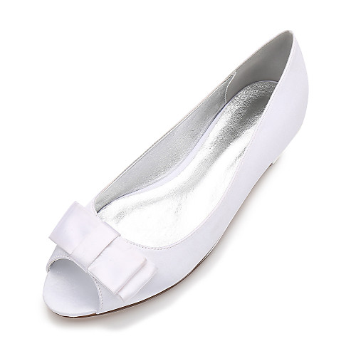 

Women's Wedding Shoes Plus Size Flat Heel Peep Toe Comfort Ballerina Wedding Dress Party & Evening Satin Bowknot Satin Flower Flower Summer White Purple Red