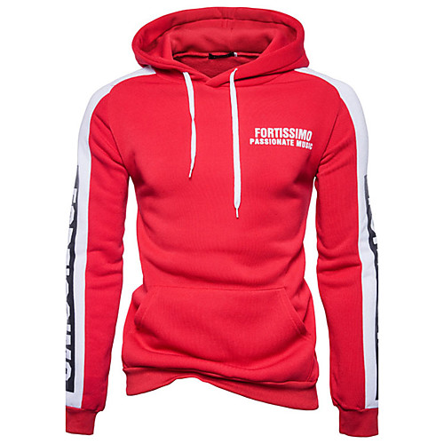 

Men's Hoodie Graphic Color Block Text Patchwork Hooded Daily Sports Going out Active Casual Hoodies Sweatshirts Long Sleeve Red Dark Gray Brown / Vintage / Spring / Fall / Winter / Vintage
