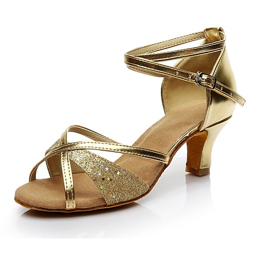 

Women's Dance Shoes Silk Latin Shoes Heel Customized Heel Customizable Gold / Silver / Indoor