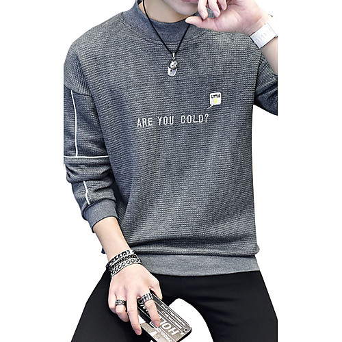 

Men's Plus Size Sweatshirt Graphic Text Letter Round Neck Daily Hoodies Sweatshirts Long Sleeve Black Royal Blue Dark Gray / Fall / Winter