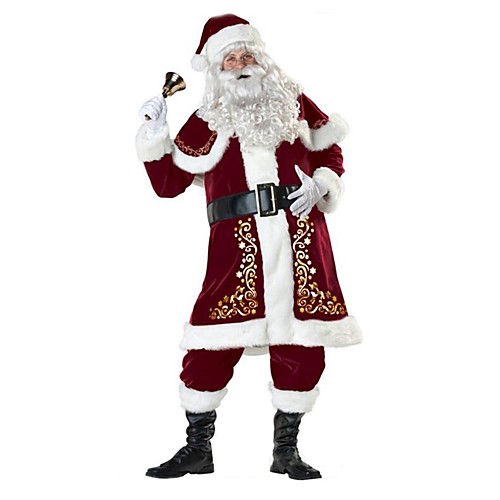 

Santa Suit Santa Claus Costume Outfit Adults' Men's Christmas New Year Masquerade Festival / Holiday Terylene Elastane Red Carnival Costumes Vintage