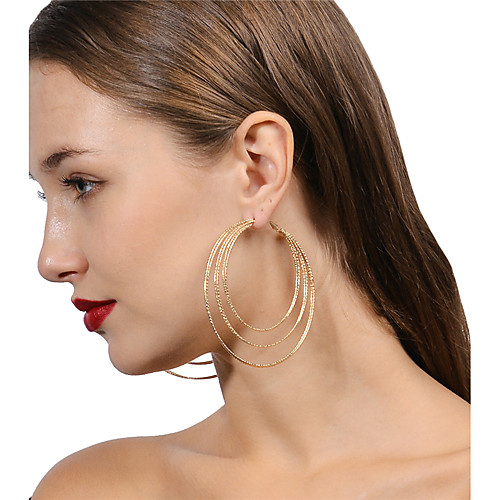 

Women's Oversized Stacking Stackable Ladies Metallic Personalized Fashion Multi Layer Oversized Earrings Jewelry Gold / Silver For Evening Party Stage Street Going out Club