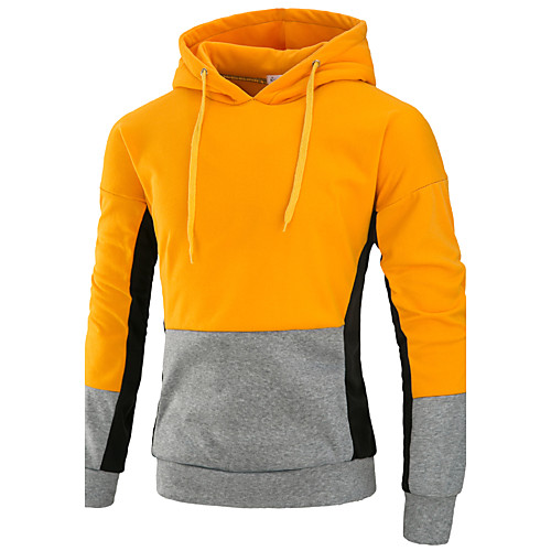 

Men's Hoodie Color Block Patchwork Hooded Daily Sports Going out Casual Hoodies Sweatshirts Long Sleeve Long Red Yellow Royal Blue / Fall / Winter