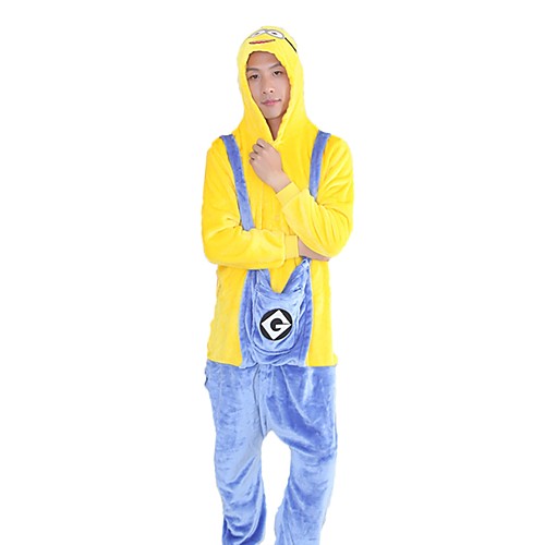 

Adults' Kigurumi Pajamas Cartoon Mini Yellow Men Onesie Pajamas Flannel Fabric Yellow Cosplay For Men and Women Animal Sleepwear Cartoon Festival / Holiday Costumes