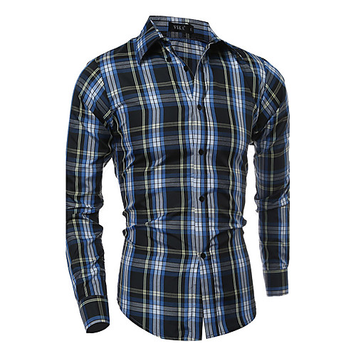 

Men's Shirt Striped Plaid Plus Size Long Sleeve Daily Tops Active Black Beige