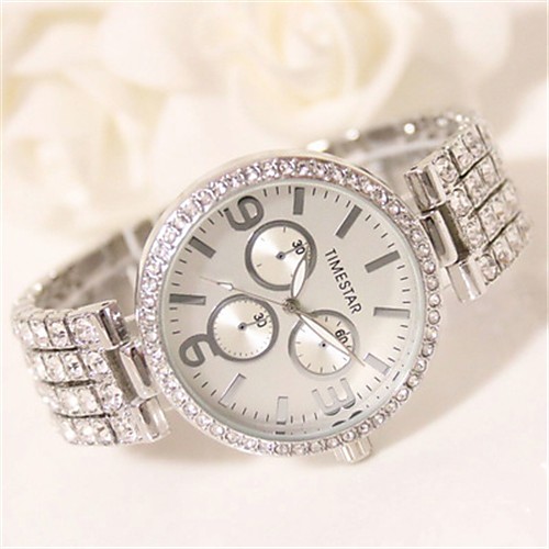 

Women's Simulated Diamond Watch Quartz Water Resistant / Water Proof Alloy Band Sparkle Silver