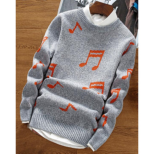 

Men's Striped Color Block Solid Colored Pullover Cotton Long Sleeve Regular Sweater Cardigans Round Neck Fall Winter Black Brown Navy Blue
