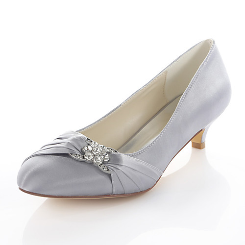 

Women's Wedding Shoes Glitter Crystal Sequined Jeweled Kitten Heel Round Toe Basic Pump Dress Party & Evening Elastic Fabric Crystal Red Blue Silver / EU42
