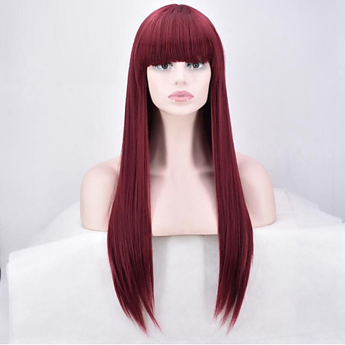 

Synthetic Wig Straight Straight Wig Long Red Synthetic Hair Women's Red