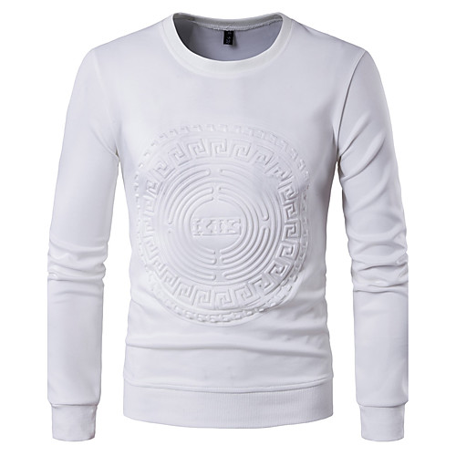 

Men's Sweatshirt Solid Colored Round Neck Daily Going out Active Basic Hoodies Sweatshirts Long Sleeve White Black Navy Blue / Fall