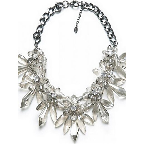 

Women's Crystal Statement Necklace Flower Ladies Personalized Oversized Druzy Alloy White Necklace Jewelry For Wedding Party Gift Masquerade Engagement Party Prom