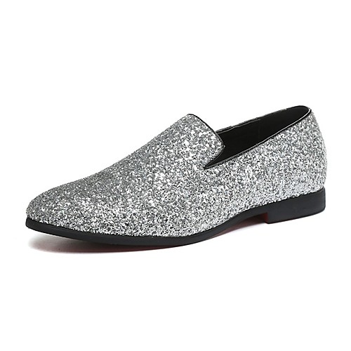 

Men's Loafers & Slip-Ons Novelty Shoes Comfort Shoes Wedding Casual Party & Evening Walking Shoes Paillette Leather Glitter Gold Silver Fall Spring / Sparkling Glitter / Sequin / EU40