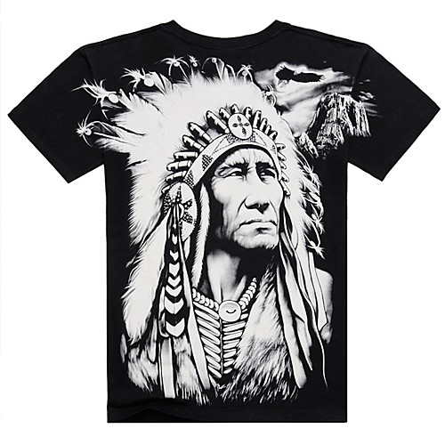

Men's T shirt Portrait Plus Size Print Short Sleeve Daily Tops Cotton Active Black
