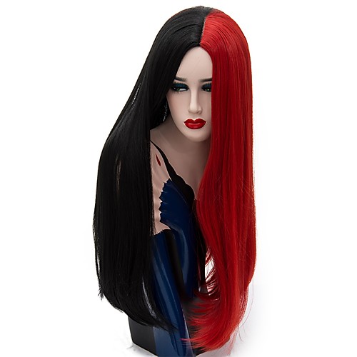 

Synthetic Wig Straight Straight Wig Long Black / Red Synthetic Hair Women's Red Black