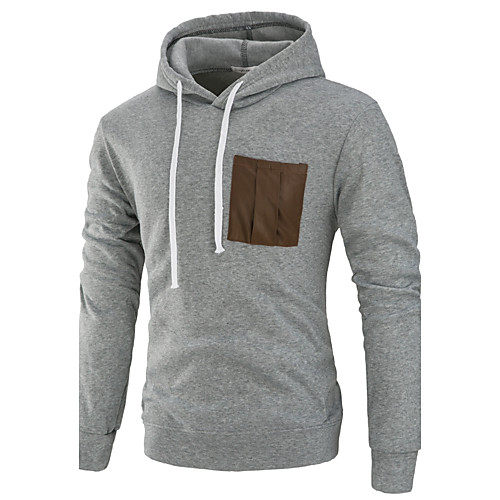 

Men's Hoodie Solid Colored Patchwork Hooded Sports Going out Active Streetwear Hoodies Sweatshirts Long Sleeve Black Light gray Dark Gray