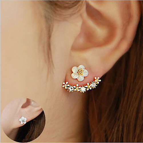 

Women's Crystal Stud Earrings Jacket Earrings Flower Daisy Elegant Sterling Silver Crystal S925 Sterling Silver Earrings Jewelry Gold / Silver / Rose Gold For Christmas Wedding Party Special Occasion