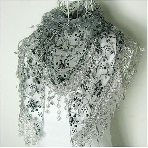 

Women's Sweet Silk Triangle Scarf - Multi Color / Embroidery Classic / Print / Going out