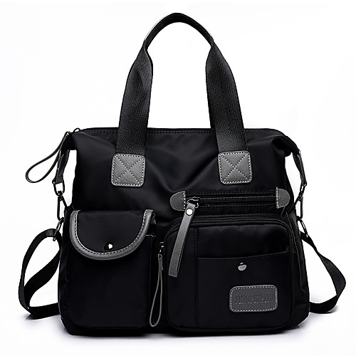 

Women's Zipper Nylon Tote Black / Blue / Purple
