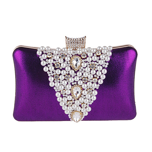 

Women's Bags PU Leather Polyester Evening Bag Rhinestone Pearls Party Wedding Event / Party Wedding Bags Handbags Black Purple Gold Silver