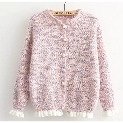 

Women's Streetwear Solid Colored Cardigan Cotton Long Sleeve Long Sweater Cardigans Deep U Fall Winter Blue Blushing Pink Beige