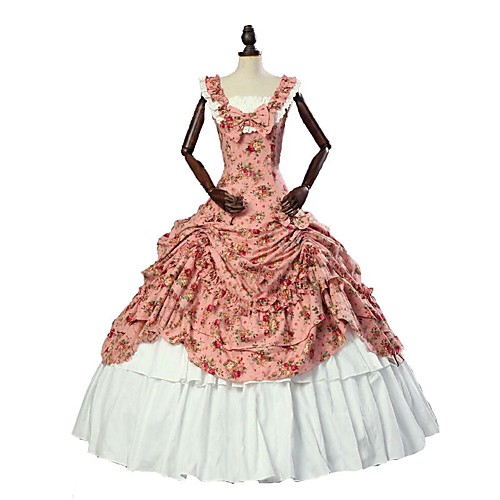 

Rococo Victorian Costume Women's Dress Skirt Vintage Cosplay Linen&Cotton Blend Sleeveless Ankle Length