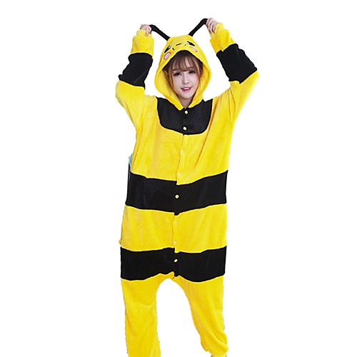 

Adults' Kigurumi Pajamas Bee Onesie Pajamas Flannel Fabric Cosplay For Men and Women Animal Sleepwear Cartoon Festival / Holiday Costumes / Stripes