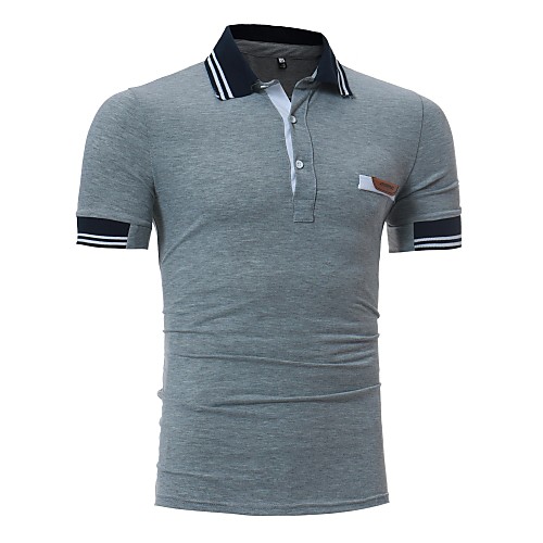 

Men's Polo Solid Colored Short Sleeve Daily Tops Cotton Active White Light gray Navy Blue