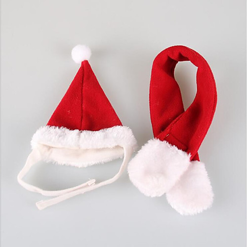 

Cat Dog Bandanas & Hats Winter Dog Clothes Red Costume Cotton Solid Colored Party Cosplay Casual / Daily S M L