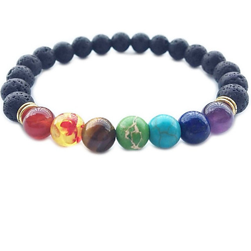

Men's Women's Crystal Obsidian Bead Bracelet Love Rainbow Chakra Personalized Classic Vintage Basic Simple Style Crystal Bracelet Jewelry Rainbow For Christmas Wedding Party Birthday New Baby