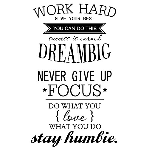 

Fashion / Words & Quotes Wall Stickers Words & Quotes Wall Stickers Decorative Wall Stickers, Plastic Home Decoration Wall Decal Wall Decoration 1 set