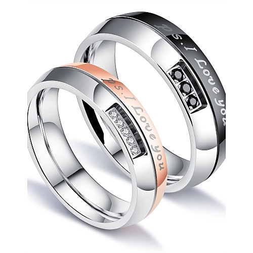 

Men's Couple Rings Band Ring Groove Rings AAA Cubic Zirconia White Titanium Steel Circle Luxury Classic Love Party Birthday Jewelry