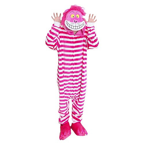 

Adults' Kigurumi Pajamas with Slippers Cat Onesie Pajamas Flannel Fabric Cosplay For Men and Women Animal Sleepwear Cartoon Festival / Holiday Costumes / Stripes / Shoes