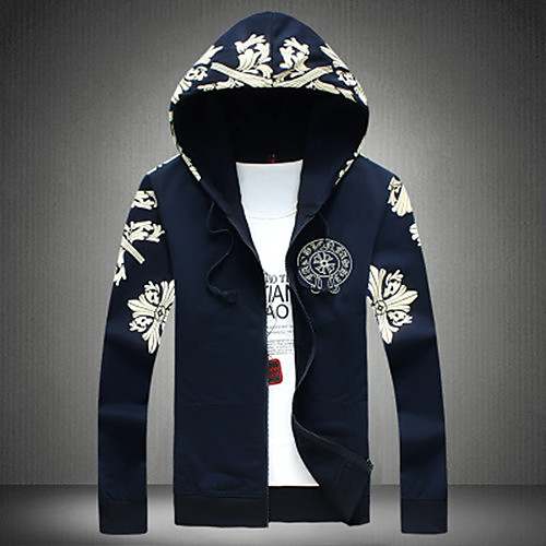 

Men's Hoodie Zip Up Hoodie Solid Colored Round Neck Daily Hoodies Sweatshirts Long Sleeve Long Black Navy Blue Gray / Fall