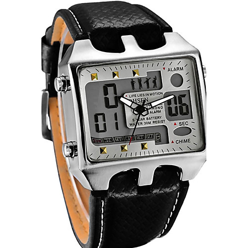 

Men's Digital Watch Leather Black Water Resistant / Waterproof Calendar / date / day Creative Analog Charm Luxury Casual Bangle Elegant - Black Red Blue / Stainless Steel