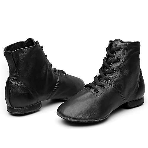 

Men's Jazz Shoes Boots Flat Heel Black Lace-up