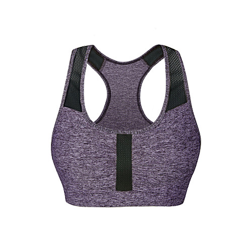 

Jaggad Women's Sports Bra Sports Bra Top Running Bra Racerback Spandex Zumba Yoga Fast Dry Breathability Stretchy Padded Light Support Violet Mesh / Summer