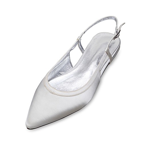 

Women's Wedding Shoes Flat Heel Pointed Toe Comfort Ballerina D'Orsay & Two-Piece Wedding Dress Party & Evening Satin Ribbon Tie Summer White Purple Red