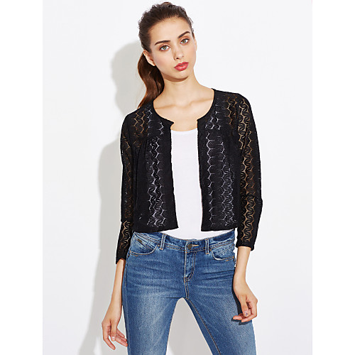 

Women's Solid Colored Spring Jacket Short Daily Long Sleeve Others Coat Tops White