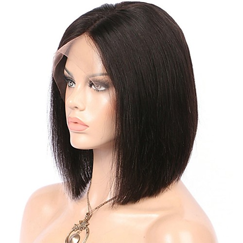 

Human Hair Glueless Lace Front Lace Front Wig Bob style Brazilian Hair Straight Wig 130% Density 8-12 inch with Baby Hair Natural Hairline African American Wig 100% Hand Tied Women's Short Medium